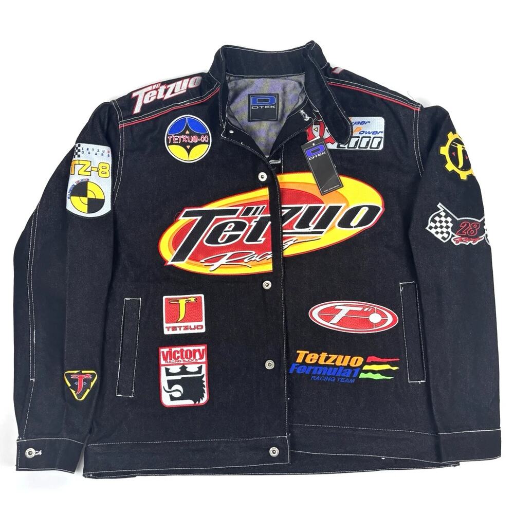 Vintage Tetzuo Formula 1 Racing Jacket Mens 2XL‎ Black Denim DTEK Motorcycle